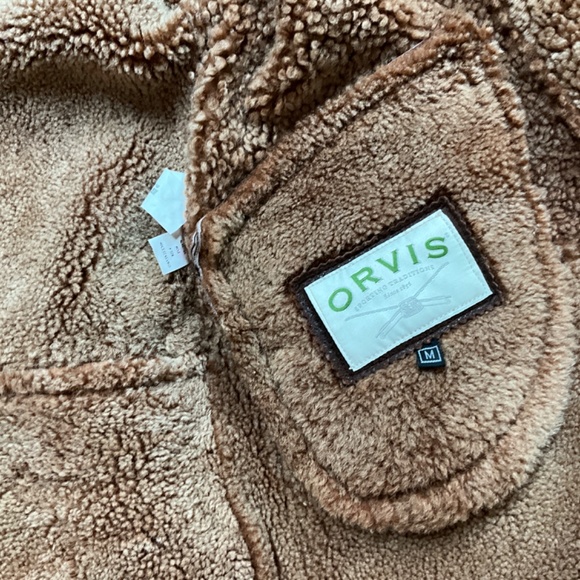 Men’s Orvis hooded shearling leather coat medium parka runs large - Picture 3 of 5